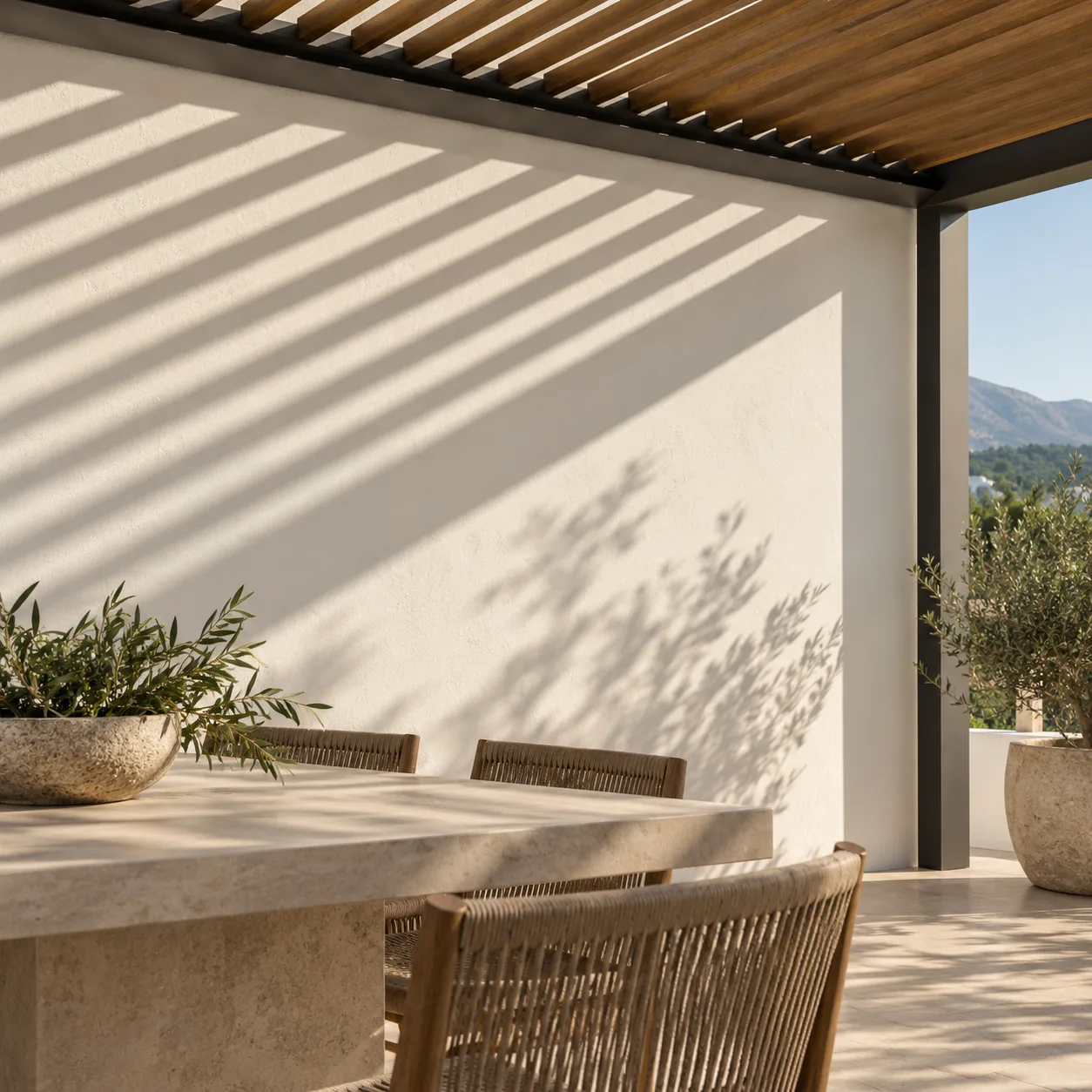 Pergola shade at six in the evening