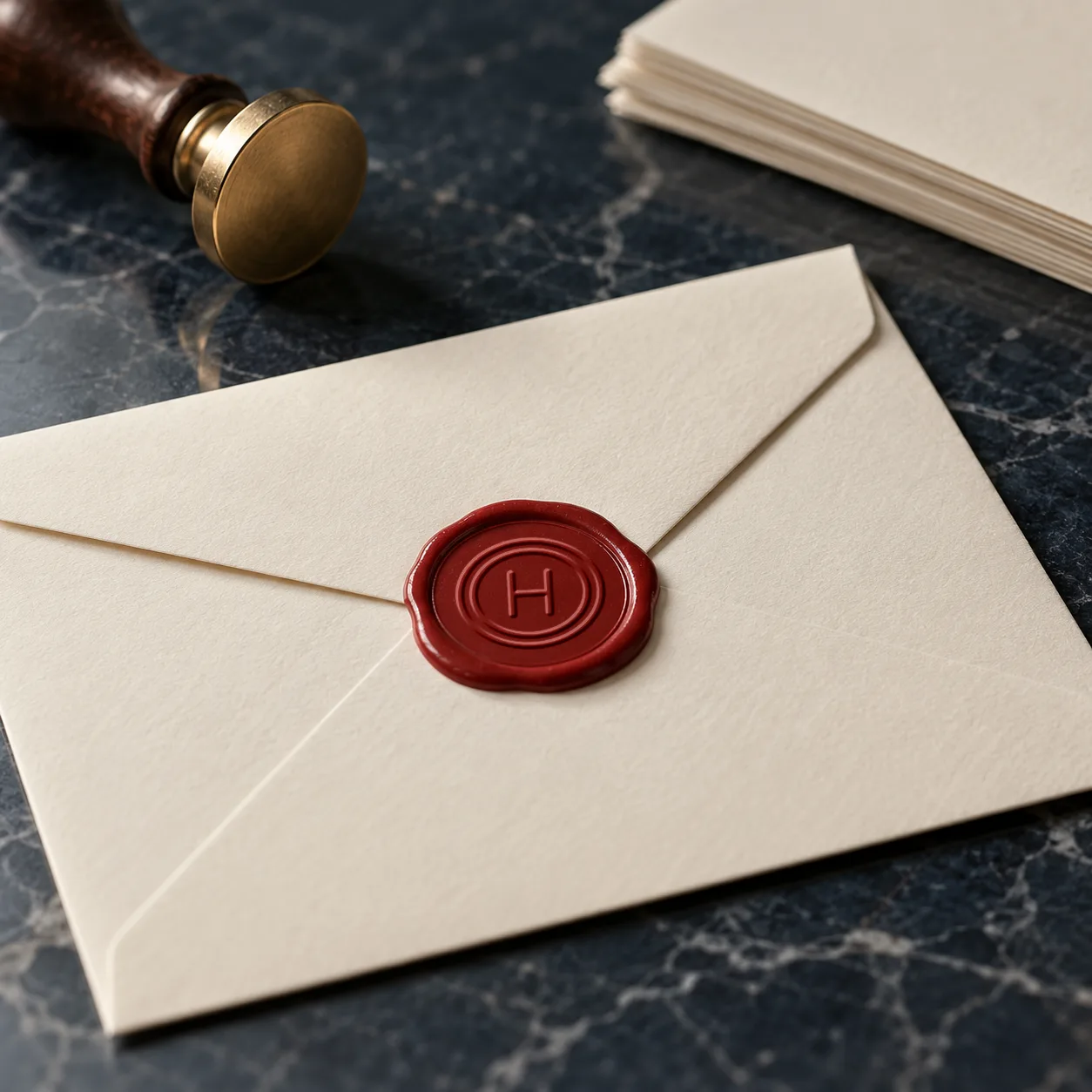 The seal, in red, on the envelope's flap only