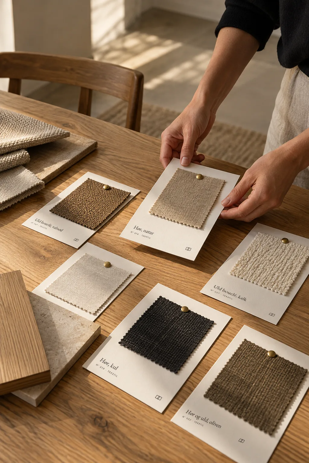 Swatch cards, one finish each