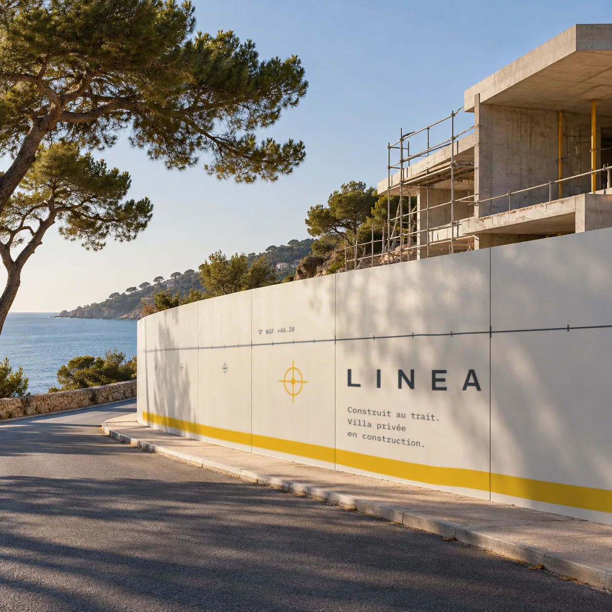 Site hoarding on the coast road