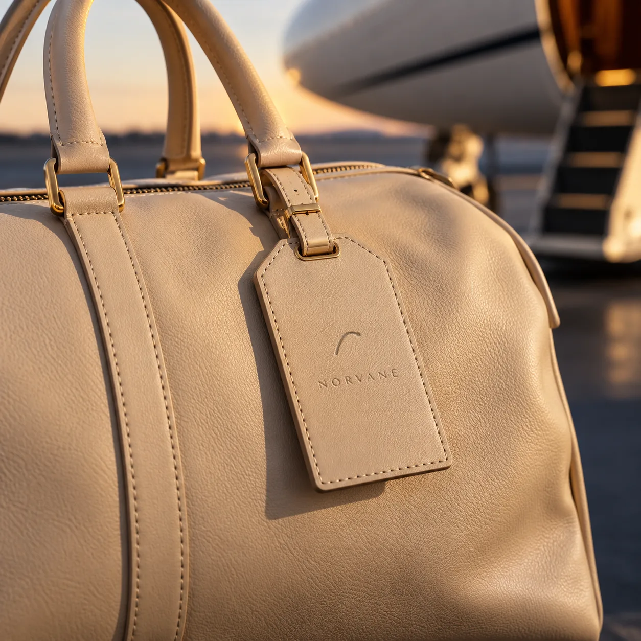 Luggage tag in cabin leather
