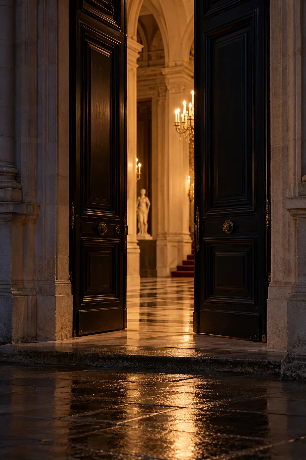 The door, opened at nine