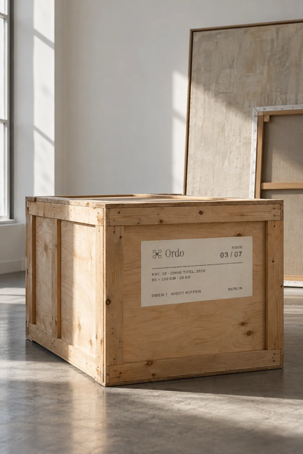 Crate label, stencilled