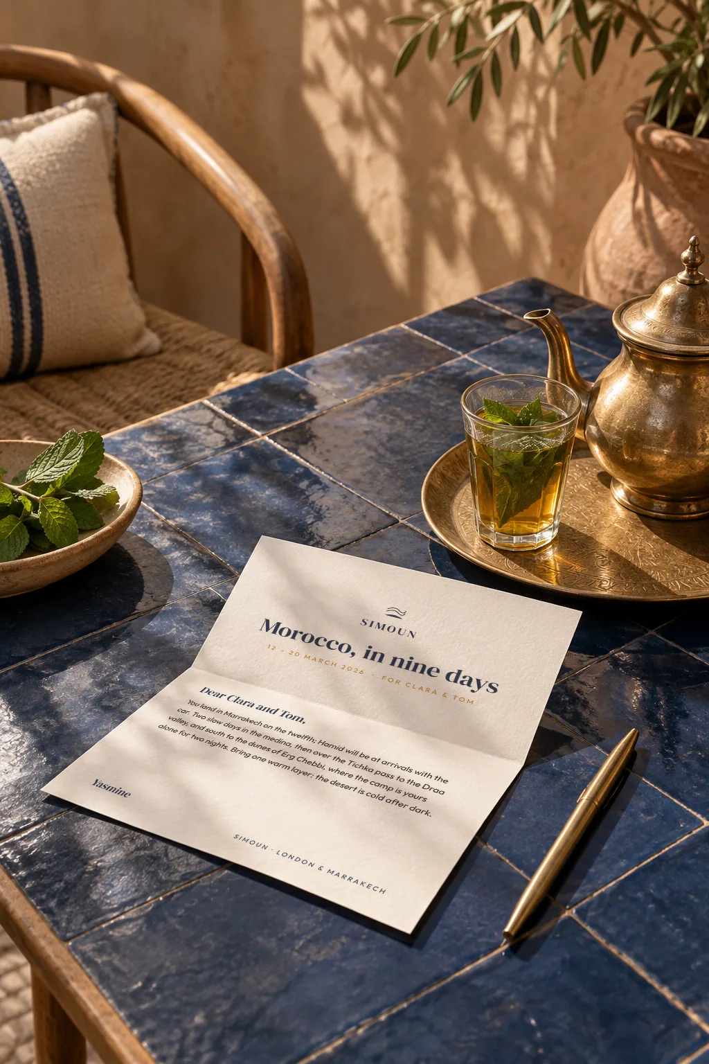 Itinerary written as a letter, one per journey