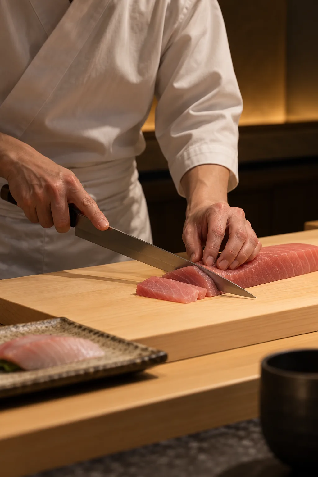 The chef's hands