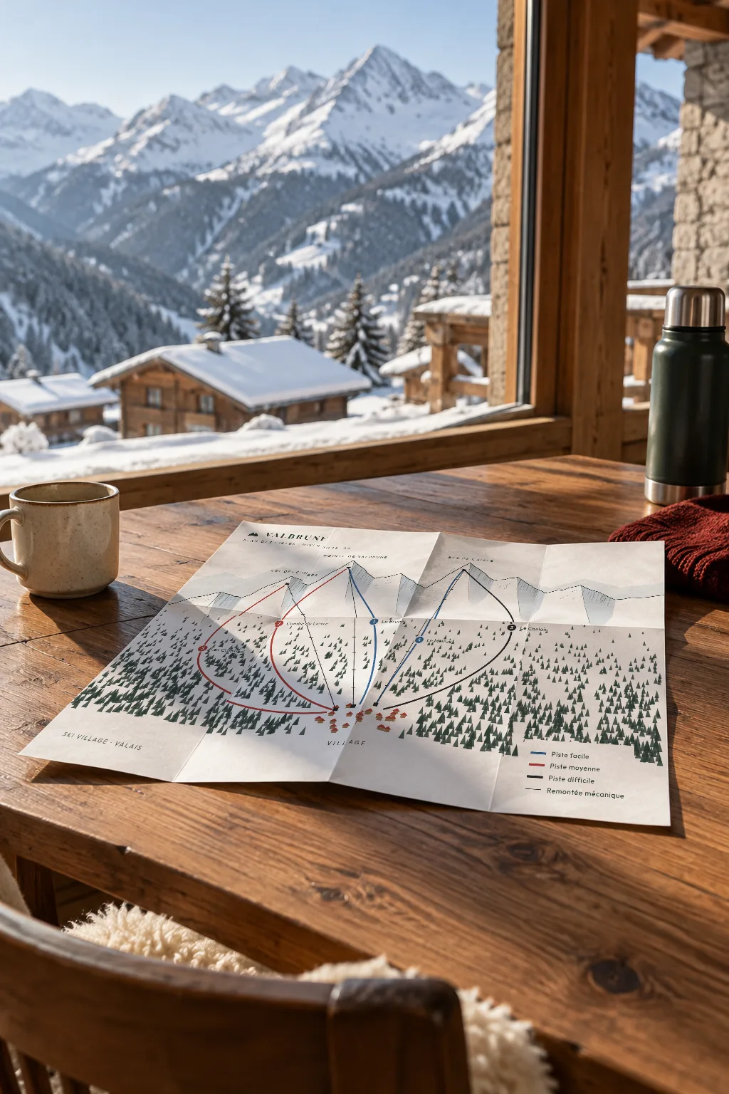 Piste map, drawn by hand